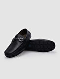 %100 Hakiki Deri Siyah Tokalı Erkek Loafer
