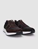 %100 Hakiki Deri Kahverengi Süet Bağcıklı Erkek Sneaker