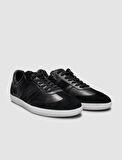 %100 Hakiki Deri Siyah Bağcıklı Erkek Sneaker