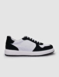 %100 Hakiki Deri Beyaz - Siyah Bağcıklı Erkek Sneaker