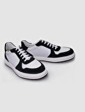%100 Hakiki Deri Beyaz - Siyah Bağcıklı Erkek Sneaker