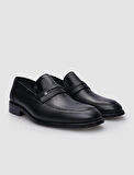 %100 Hakiki Deri Siyah Kemer Detaylı Erkek Klasik Ayakkabı