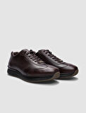 %100 Hakiki Deri Kahverengi Bağcıklı Erkek Spor Ayakkabı