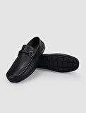 %100 Hakiki Deri Siyah Tokalı Erkek Loafer