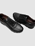 %100 Hakiki Deri Siyah Bağcıklı Erkek Günlük Ayakkabı