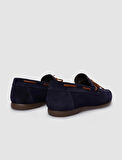 %100 Hakiki Deri Lacivert Süet Erkek Loafer