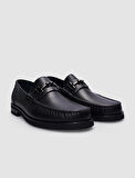 %100 Hakiki Deri Siyah Tokalı Erkek Klasik Ayakkabı