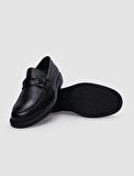 %100 Hakiki Deri Siyah Tokalı Erkek Loafer