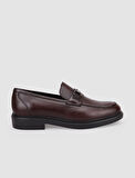 %100 Hakiki Deri Kahverengi Tokalı Erkek Loafer