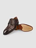 %100 Hakiki Deri Kahverengi Bağcıklı Erkek Klasik Ayakkabı