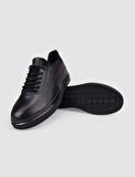 %100 Hakiki Deri Siyah Bağcıklı Erkek Günlük Ayakkabı