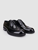 %100 Hakiki Deri Siyah Açma Bağcıklı Erkek Klasik Ayakkabı