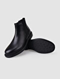 %100 Hakiki Deri Siyah Lastikli Erkek Günlük Bot