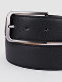 Cabani %100 Hakiki Deri Desenli Siyah 3,5 cm Erkek Günlük Kemer
