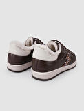 %100 Hakiki Deri Kahverengi Bağcıklı Kürklü Kadın Sneaker