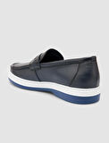 %100 Hakiki Deri Lacivert Erkek Loafer
