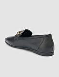 %100 Hakiki Deri Siyah Kadın Loafer