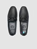 %100 Hakiki Deri Siyah Toka Detaylı Erkek Loafer