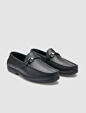 %100 Hakiki Deri Siyah Toka Detaylı Erkek Loafer