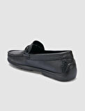 %100 Hakiki Deri Siyah Toka Detaylı Erkek Loafer