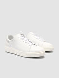 %100 Hakiki Deri Beyaz Erkek Sneaker