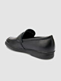 %100 Hakiki Deri Siyah Düz Erkek Loafer