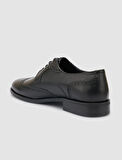 %100 Hakiki Deri Bağcık Detay Siyah Erkek Klasik Ayakkabı