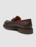 %100 Hakiki Deri Kahverengi Tokalı Erkek Günlük Ayakkabı