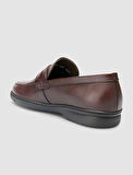 %100 Hakiki Deri Düz Kahverengi Erkek Loafer
