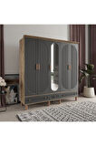 SOHO 5 KAPAKLI ANTRASİT GARDIROP TAMAMI MDF