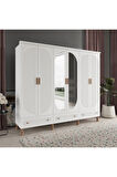 SOHO 6 KAPAKLI BEYAZ GARDIROP TAMAMI MDF