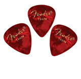 Fender Gitar Penası 3 adet Premium Celluloid 351 Shape Thin Red Moto 