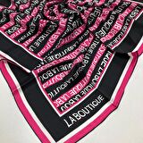 La Boutique Pembe Harf Desenli Sura İpek Eşarp 1631-07