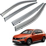 Fiat Egea Cross Mügen Cam Rüzgarlığı Kromlu Rüzgarlık ( Paslanmaz Kromlu ) 2020 Sonrası FÜME RENK