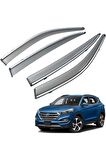Hyundai Tucson Mügen Cam Rüzgarlığı Kromlu Rüzgarlık ( Paslanmaz Kromlu) 2016 - 2021 Arası FÜME RENK