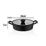 Vento Döküm Titanyum Kaplama Cam Kapaklı Basık Tencere 26x7 cm