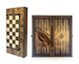 Klasik El Yapımı Ahşap Tavla Seti Orta Boy