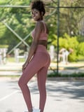 Koyu Rose Beli Çapraz Tasarımlı Toparlayıcı Spor Tayt