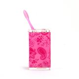 DİŞ FIRÇALIK PEMBE ÇİÇEKLİ AKRİLİK 6X6X12CM