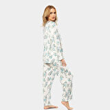 Türen Çiçek Desenli Patlı Battal Uzun Kollu Pijama Takımı 3388/Desen 4