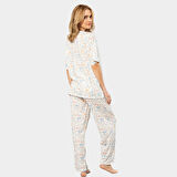 Türen Çiçek Desenli Patlı Battal Kısa Kollu Pijama Takımı 3387/Desen 1