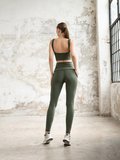 Haki Yeşil Beli Drapeli Ekstra Yüksek Bel Spor Tayt