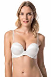 Kadın Ekru 2 Beden Büyük Gösteren Destekli Balenli Straplez Sütyen 7036