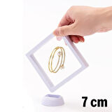Evyora® 7x7 cm Standlı 3D Takı Ziynet Hatıra Koleksiyon Saklama Kutusu Şeffaf Film Çerçevesi