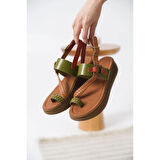 Likya Çok Renkli Hakiki Deri Sandalet