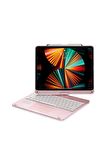 iPad Pro 12.9 inç (2018)  Uyumlu Fuchsia  Magic Dönen Klavyeli Tablet Kılıf