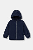 Erkek Bebek Lacivert Fermuarlı Kapüşonlu Yağmurluk