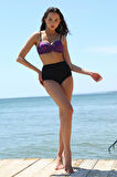 Celira Kadın Yüksel Bel Straplez Mor Bikini 35006