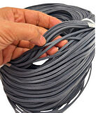 Çanta Aksesuar Gri Renk Gerçek Deri 3 mm Şerit Deri İp 2 Metre