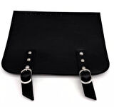 Nusrat Bilişim Çanta Aksesuar 24x19 cm Çift Mıknatıslı  Suni Deri Kapak Siyah  Renk Gümüş Metalli